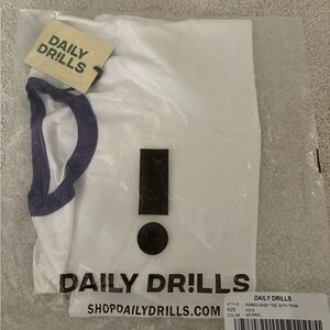 Daily Drills Ribbed Baby Tee with Purple Trim BRAND NEW